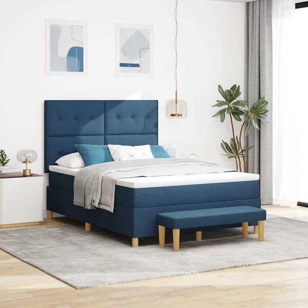 vidaXL Boxspring bed met matras met hoofdeinde Blauw 160 x 200 cm Stof