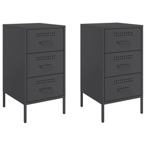 vidaXL Nachtkastjes 2 st 36x39x68 cm staal zwart