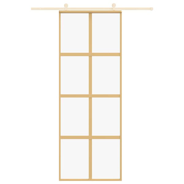 vidaXL Schuifdeur 76x205 cm helder ESG-glas en aluminium goudkleurig