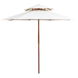vidaXl Dubbeldekker parasol 270x270 cm houten paal cr&egrave;mewit