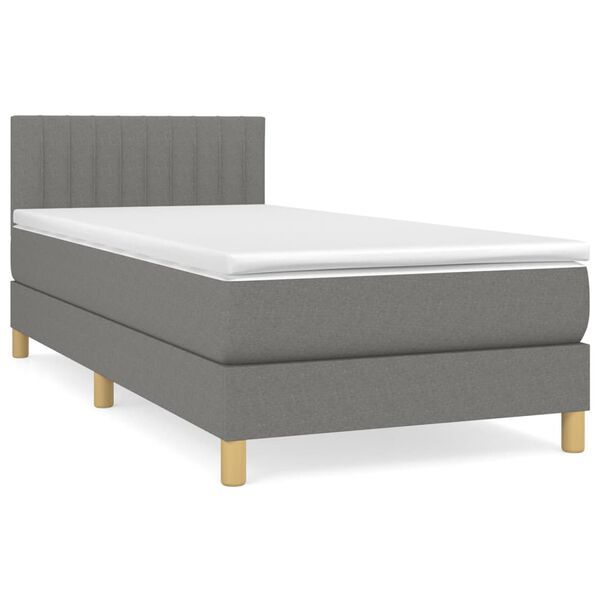 vidaXL Boxspring met matras stof donkergrijs 90x190 cm