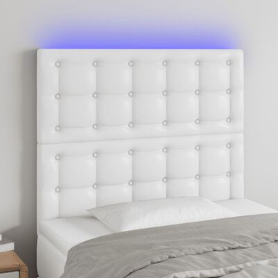vidaXL Hoofdbord LED 100x5x118/128 cm kunstleer wit