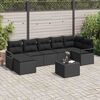 vidaXL Bankstel met kussen met opslag 8 pcs Zwart poly rattan