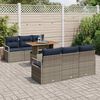 vidaXL Tuin Sofa Set met kussen 7 pcs grijs en marineblauw