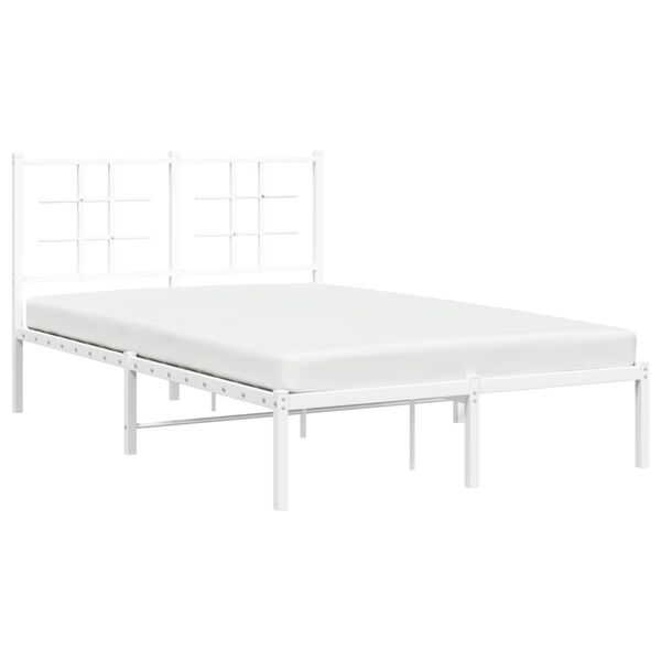 vidaXL Bedframe met hoofdbord metaal wit 120x200 cm