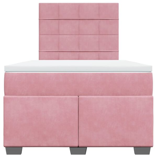 vidaXL Boxspring met matras fluweel roze 120x190 cm