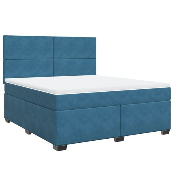 vidaXL Boxspring met matras fluweel blauw 180x200 cm