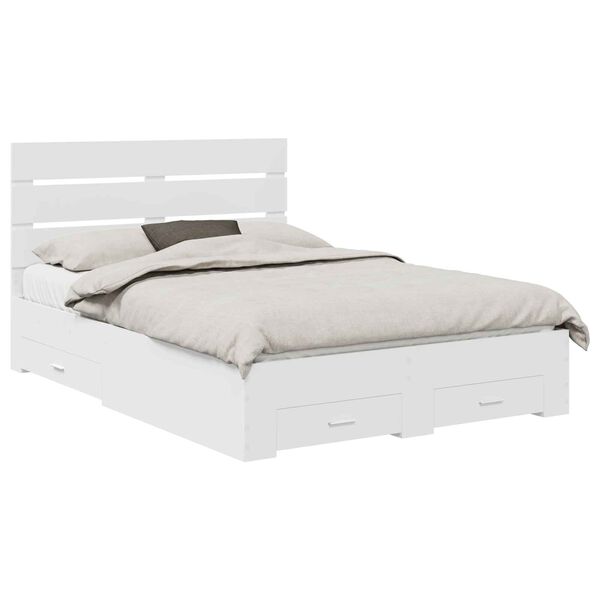 vidaXL Bedframe met lade met hoofdeinde Wit 150 x 200 cm Bewerkt hout