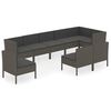 vidaXL 9-delige Loungeset met kussens poly rattan grijs