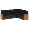 vidaXL 6-delige Loungeset met kussens poly rattan zwart