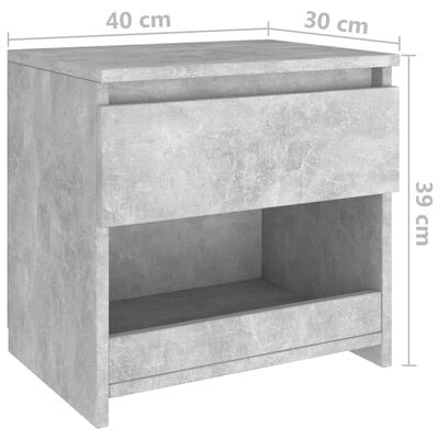 vidaXL Nachtkastjes 2 st 40x30x39 cm spaanplaat betongrijs