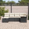 vidaXL Tuin Sofa Set met kussen met opslag 6 pcs Zwart Poly riet