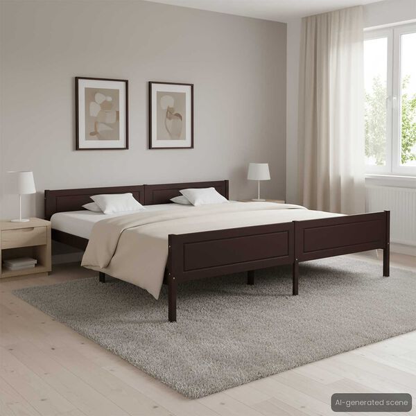 vidaXL Bedframe massief grenenhout donkerbruin 200x200 cm