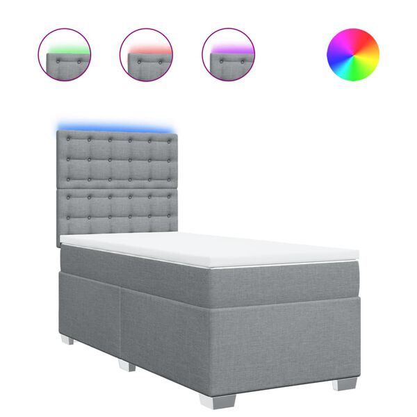 vidaXL Boxspring met matras stof lichtgrijs 100x200 cm
