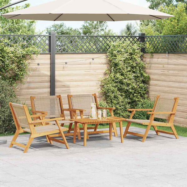 vidaXL Tuinstoelen met Tafel 5 pcs Beige 90 x 45 x 40 cm