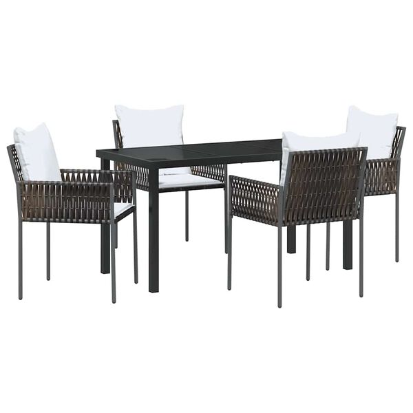 vidaXL Tuin eettafelset 5 pcs Bruin en zwart PE Rattan