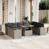 vidaXL 10-delige Loungeset met kussens poly rattan grijs