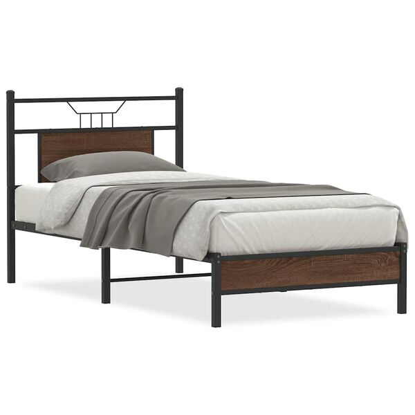 vidaXL Bedframe zonder matras bewerkt hout bruin eikenkleur 75x190 cm