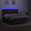 vidaXL Boxspring met matras en LED stof donkerbruin 160x200 cm