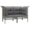 vidaXL Tuinhoekbanken met kussens 2 st poly rattan grijs