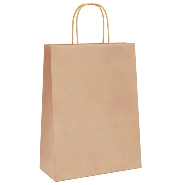 vidaXL Papieren zakken 250 st met hengsels 26x12x35 cm bruin
