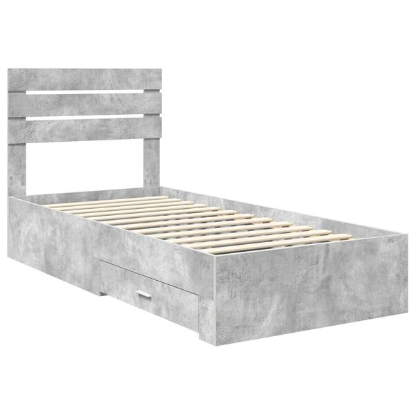 vidaXL Bedframe Beton Grijs en Zilver 70 x 190 cm Bewerkt hout