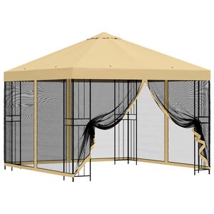 vidaXL Tuin Gazebo met Zijwanden 3 x 3 m Cr&egrave;mekleurig