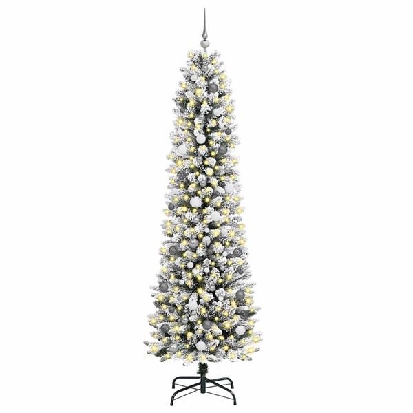 vidaXL Kunstkerstboom met 300 LED Wit 240 cm PVC en Metaal en Plastic