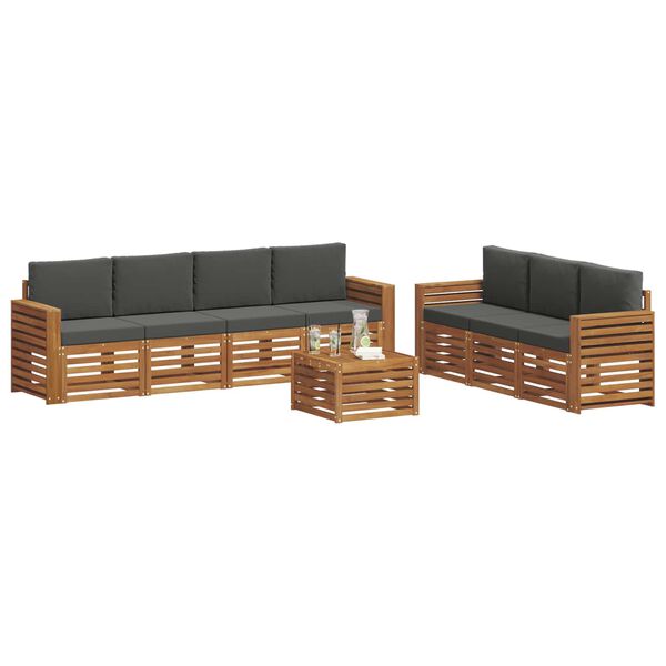 vidaXL Sofa-Sets 8 pcs Natuurlijk en Antraciet Massief Acaciahout