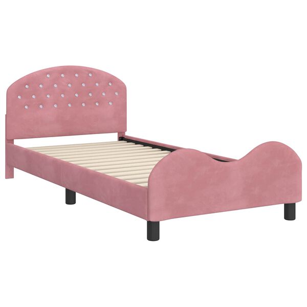vidaXL Bedframe voor kinderen met hoofdbord Roze 80 x 200 cm Fluweel