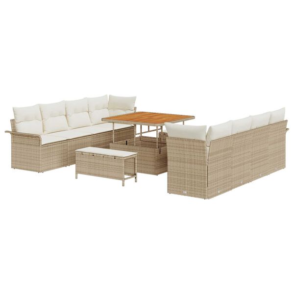 vidaXL Tuin Sofa Set 11 pcs Beige poly rattan