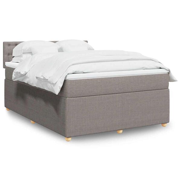 vidaXL Boxspring met matras stof taupe 140x200 cm
