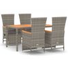 vidaXL 5-delige Tuinset met kussens poly rattan grijs