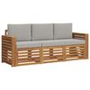 vidaXL Sofa-Sets 3 st Natuurlijk en Lichtgrijs Massief Acaciahout