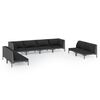 vidaXL 8-delige Loungeset met kussens poly rattan donkergrijs