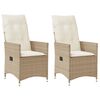 vidaXL Tuinstoelen 2 st verstelbaar met kussens poly rattan beige