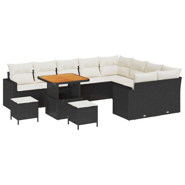 vidaXL Tuin Sofa Set met kussen 12 pcs Zwart en cr&egrave;me 80 x 80 x 71 cm