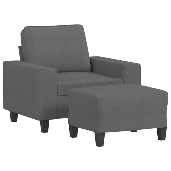vidaXL Fauteuil met voetenbank 60 cm stof donkergrijs
