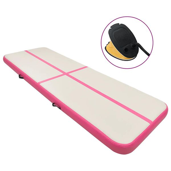 vidaXL Gymnastiekmat met pomp opblaasbaar 700x100x20 cm PVC roze