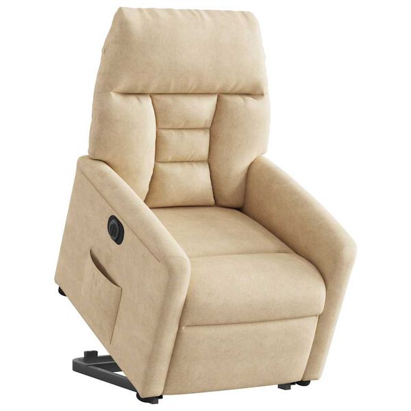 vidaXL Sta-op-stoel elektrisch verstelbaar microvezelstof cr&egrave;mekleurig