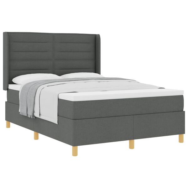 vidaXL Boxspringbed met matras Donkergrijs 140 x 200 cm Stof