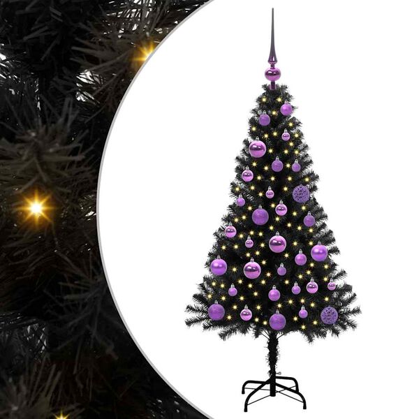 vidaXL Kerstboom met 150 LED met standaard Zwart 120 cm PVC
