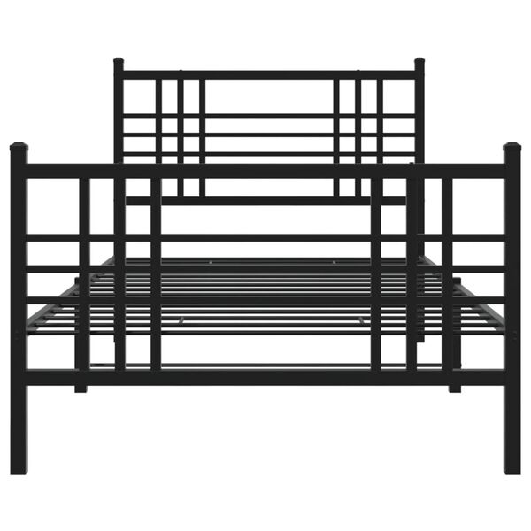 vidaXL Bedframe met hoofd- en voeteneinde metaal zwart 90x190 cm
