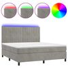 vidaXL Boxspring met matras en LED fluweel lichtgrijs 160x200 cm