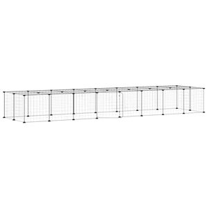 vidaXL Huisdierenkooi met deur 36 panelen 280x70x35 cm staal zwart