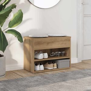 vidaXL Schoenenbankje 60x30x45 cm bewerkt hout artisanaal eikenkleur