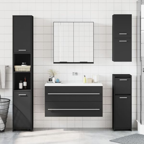 vidaXL Badkamerkast met spiegel 64x20x67 cm bewerkt hout zwart