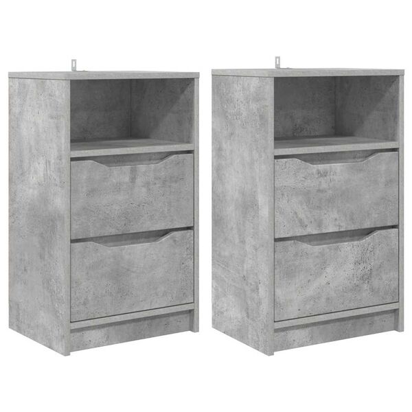 vidaXL Nachtkastjes 2 pcs Beton Grijs 40 x 30 x 467 cm Bewerkt hout