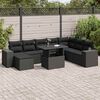 vidaXL 9-delige Loungeset met kussens poly rattan zwart