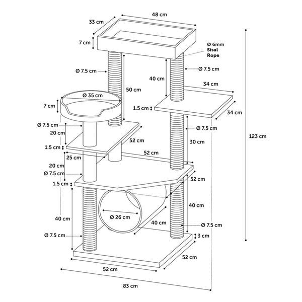 FLAMINGO Kattenmeubel Granda 83x73x123 cm grijs